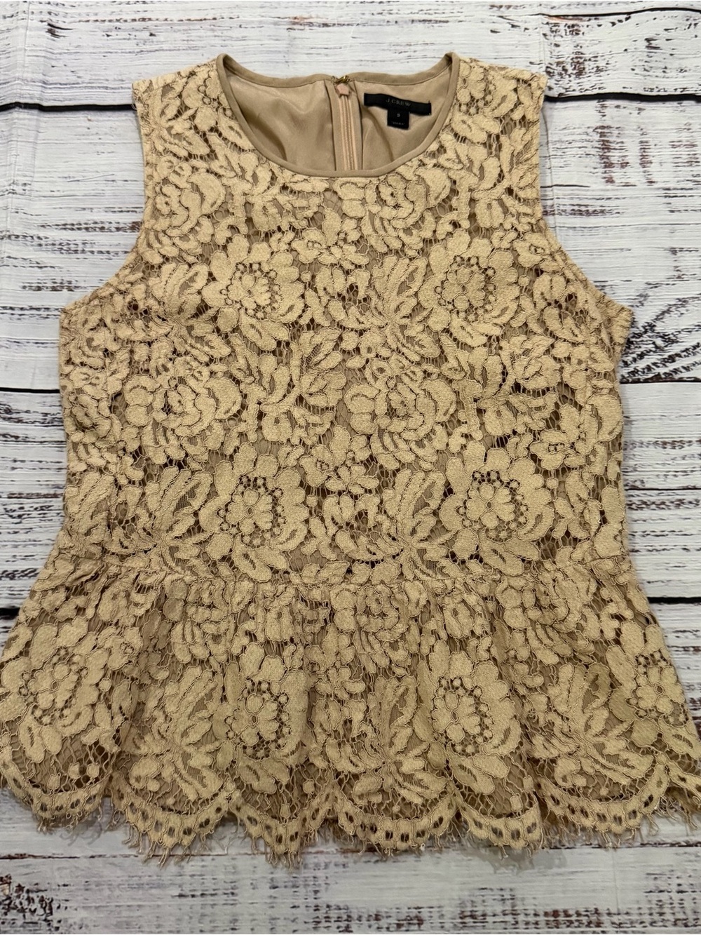 J. Crew Beige Floral Lace Peplum Camisole size 2